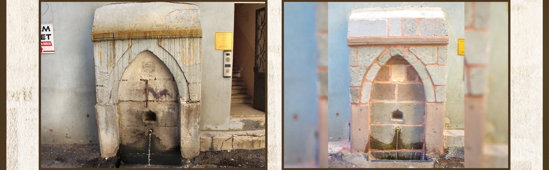 Cafer Ağa Çeşmesi restorasyon öncesi ve sonrası