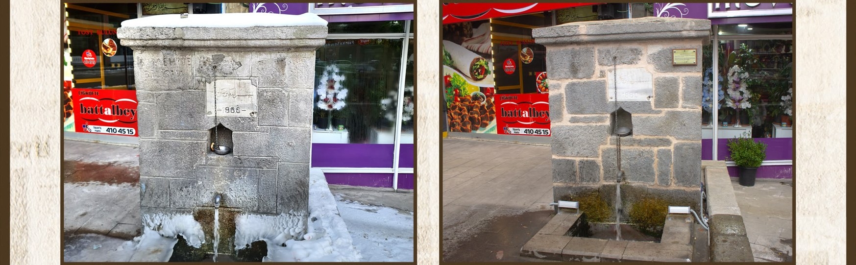 Çaykara (Rıza Bey) Çeşmesi restorasyon öncesi ve sonrası