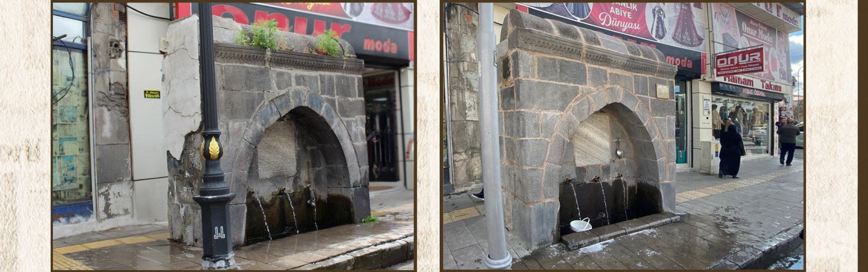 Gürcükapı Hacı Mehmet Çeşmesi restorasyon öncesi ve sonrası